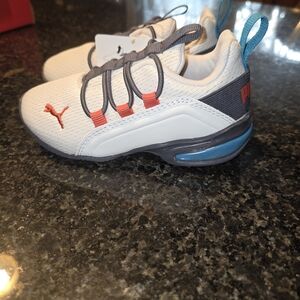 Puma Kids White and Blue Sneakers